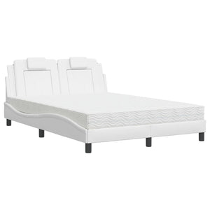 vidaXL "Viana" Bed with Mattress White 140x190 cm Faux Leather