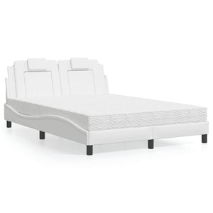 vidaXL "Viana" Bed with Mattress White 140x190 cm Faux Leather