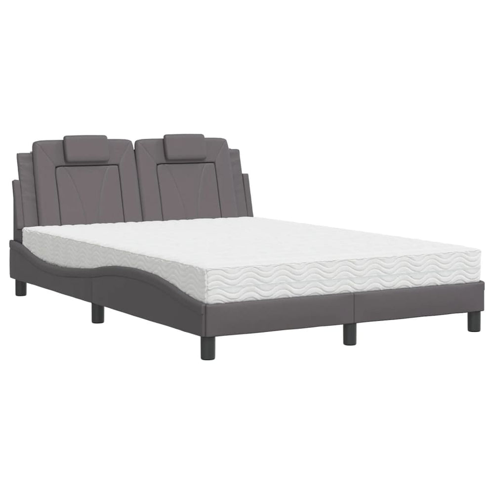 vidaXL "Viana" Bed with Mattress Grey 140x190 cm Faux Leather