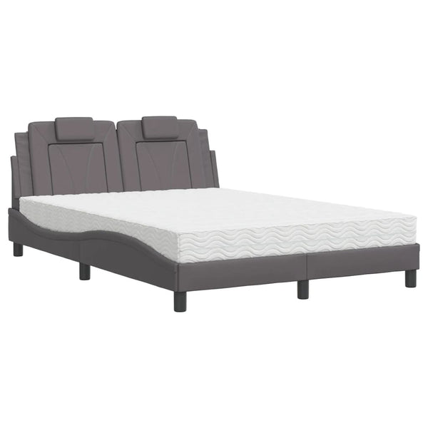 vidaXL "Viana" Bed with Mattress Grey 140x190 cm Faux Leather