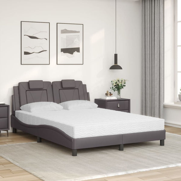 vidaXL "Viana" Bed with Mattress Grey 140x190 cm Faux Leather