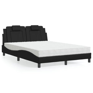 vidaXL "Viana" Bed with Mattress Black 140x200 cm Faux Leather