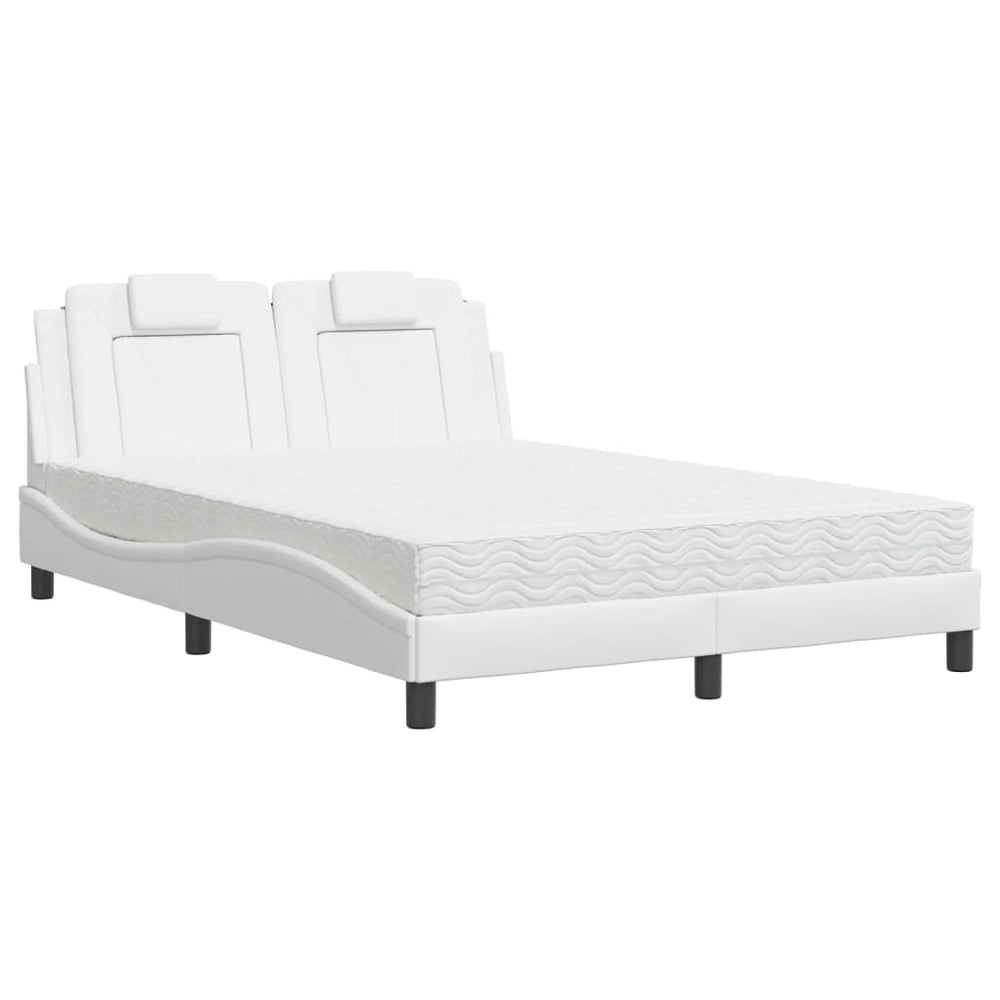 vidaXL Bed "Viana" with Mattress White 140x200 cm Faux Leather