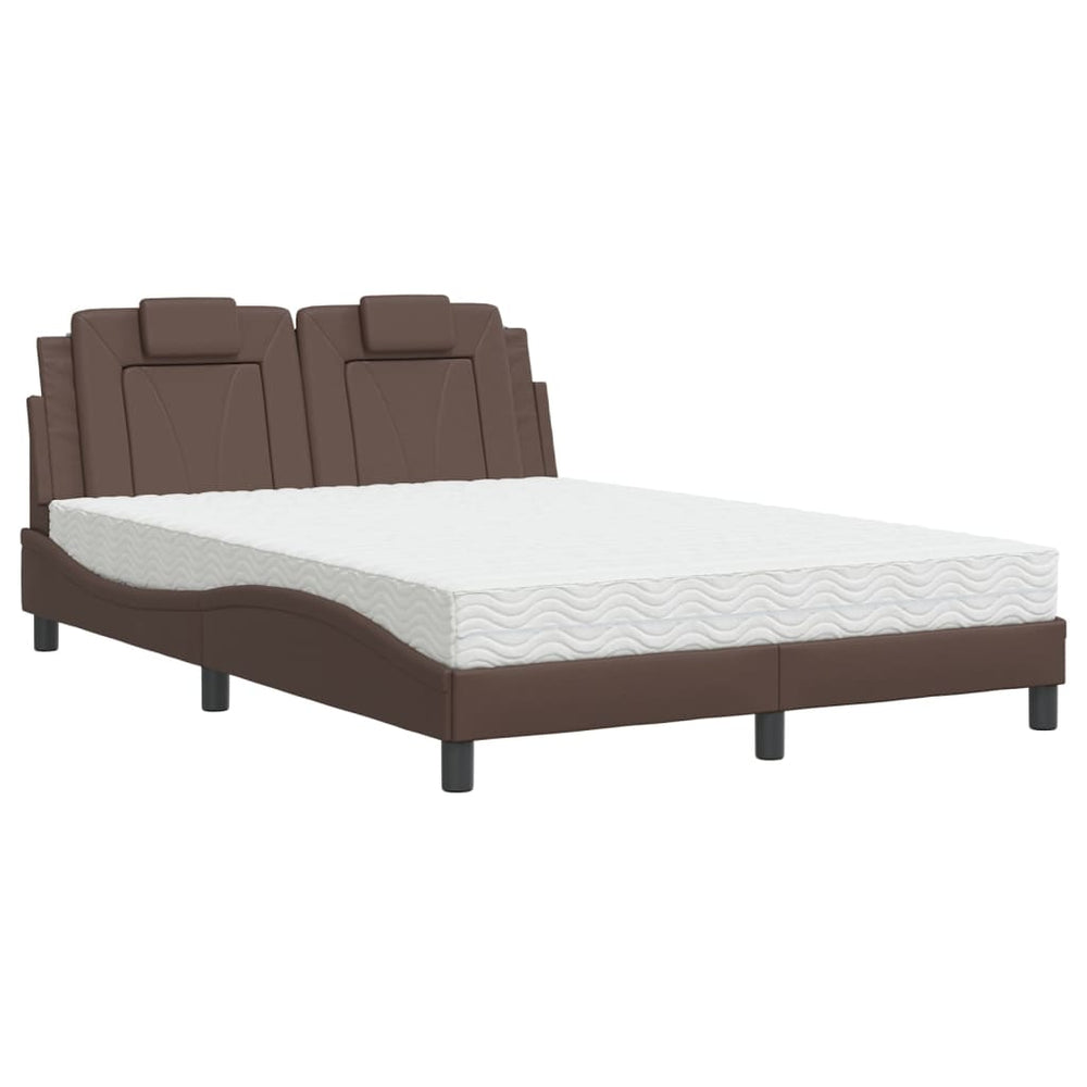 vidaXL Bed "Viana" with Mattress Brown 140x200 cm Faux Leather