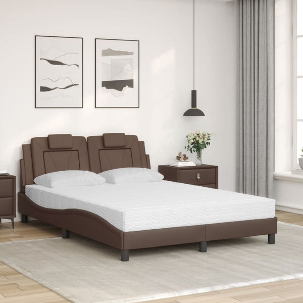 vidaXL Bed "Viana" with Mattress Brown 140x200 cm Faux Leather