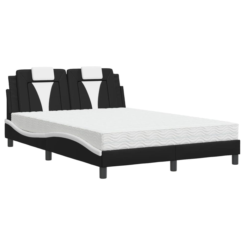 vidaXL Bed "Viana" with Mattress Black and White 140x200 cm Faux Leather