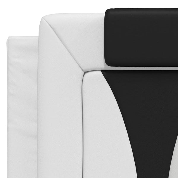 vidaXL "Viana" Bed with Mattress White and Black 140x200 cm Faux Leather
