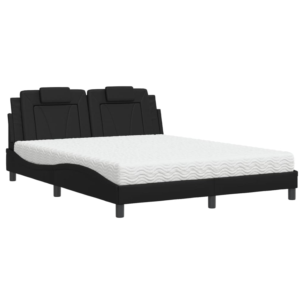 vidaXL "Viana" Bed with Mattress Black 160x200 cm Faux Leather