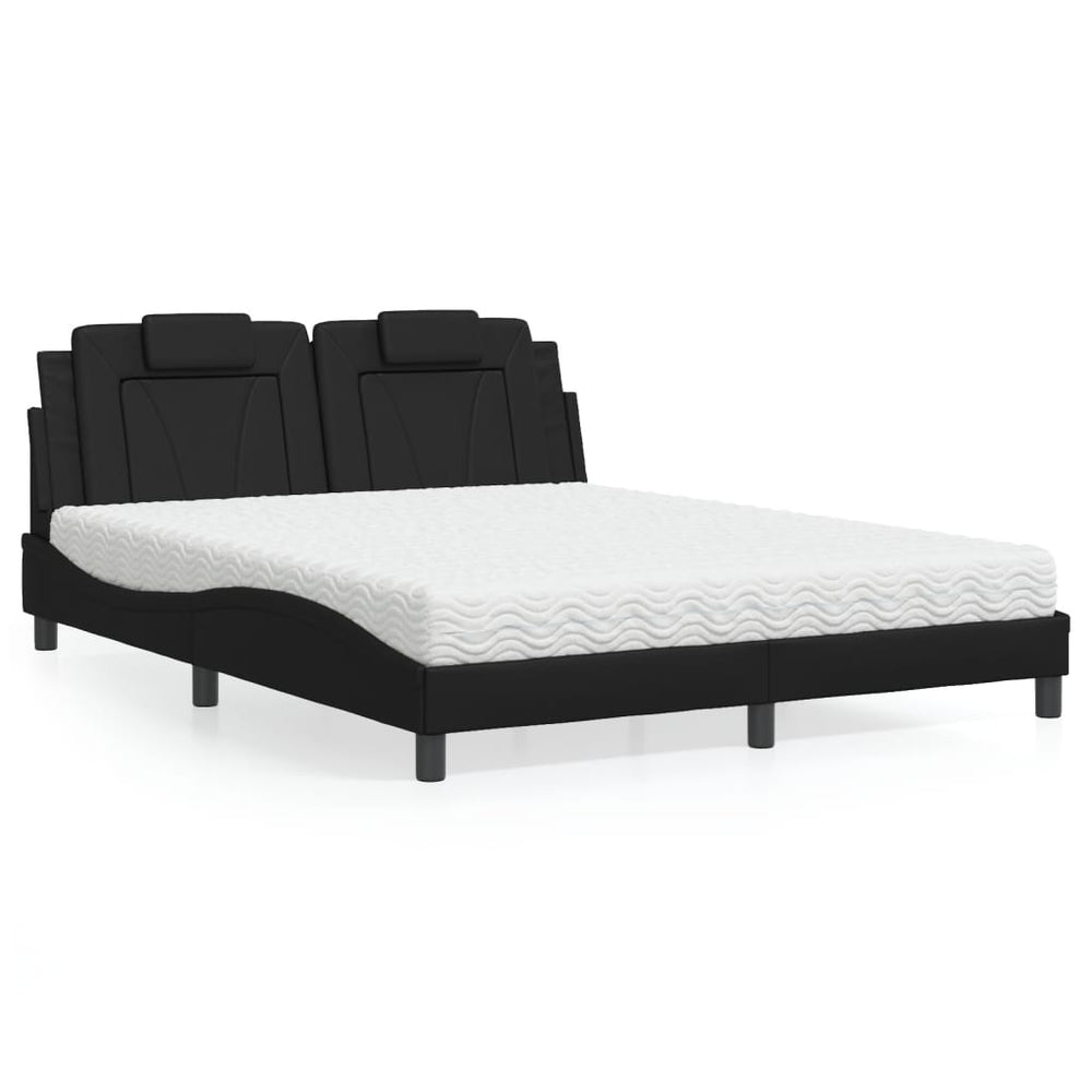 vidaXL "Viana" Bed with Mattress Black 160x200 cm Faux Leather