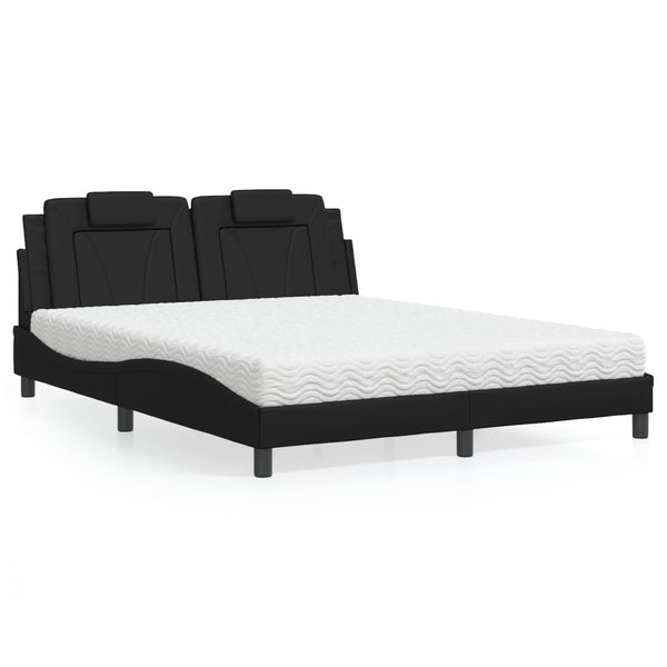 vidaXL "Viana" Bed with Mattress Black 160x200 cm Faux Leather