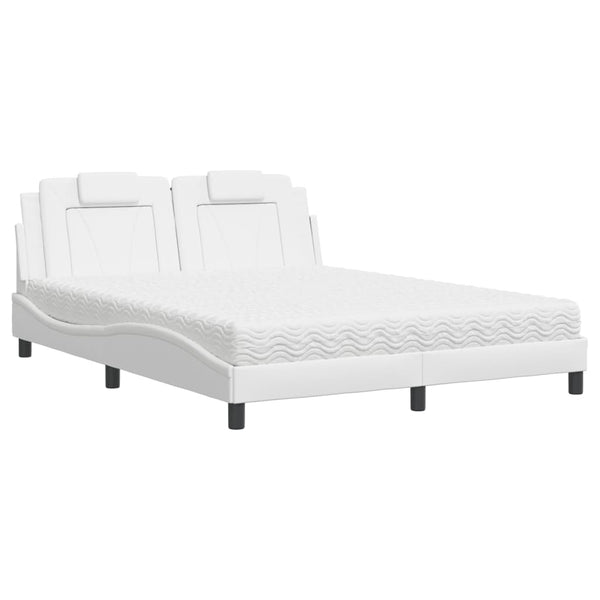 vidaXL "Viana" Bed with Mattress White 160x200 cm Artificial Leather