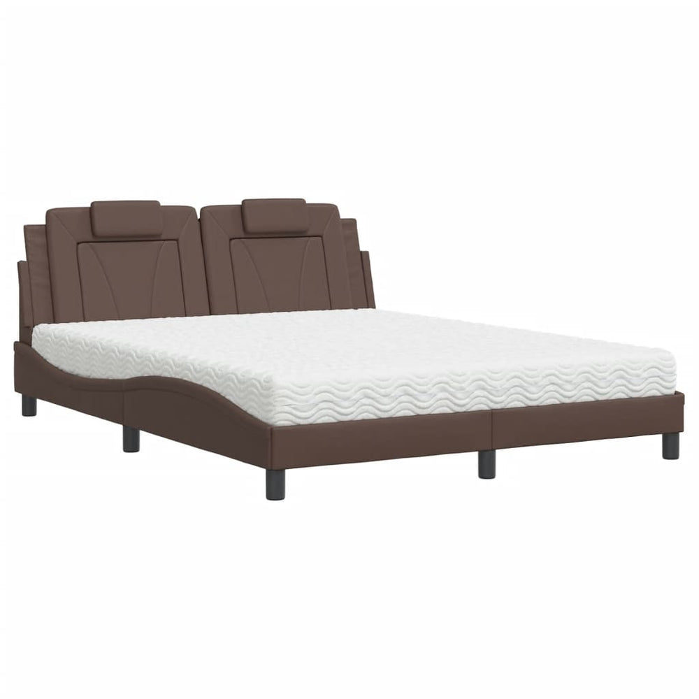 vidaXL "Viana" Bed with Mattress Brown 160x200 cm Faux Leather