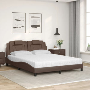 vidaXL "Viana" Bed with Mattress Brown 160x200 cm Faux Leather