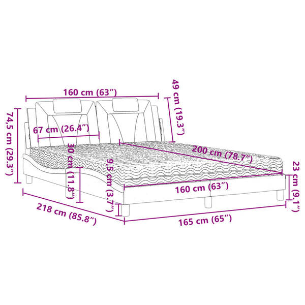 vidaXL "Viana" Bed with Mattress Brown 160x200 cm Faux Leather