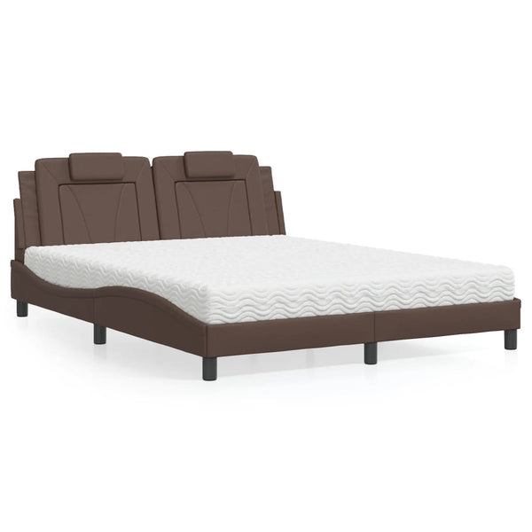 vidaXL "Viana" Bed with Mattress Brown 160x200 cm Faux Leather