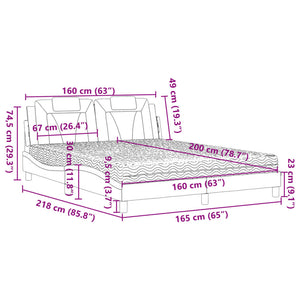 vidaXL Bed "Viana" with Mattress Grey 160x200 cm Faux Leather