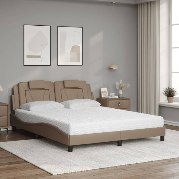 vidaXL Bed "Viana" with Mattress Cappuccino Brown 160x200 cm Faux Leather