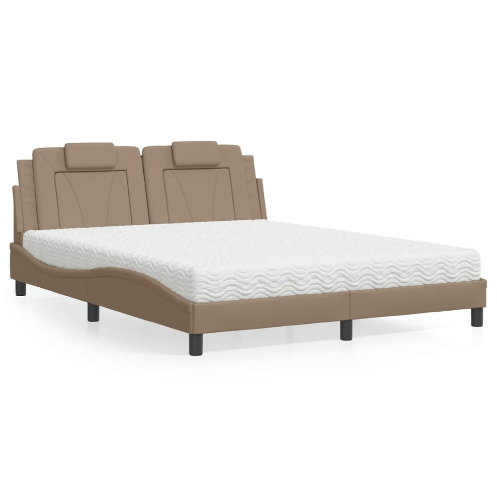 vidaXL Bed "Viana" with Mattress Cappuccino Brown 160x200 cm Faux Leather