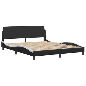 vidaXL "Viana" Bed with Mattress Black and White 160x200 cm Faux Leather