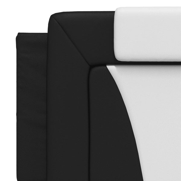 vidaXL "Viana" Bed with Mattress Black and White 160x200 cm Faux Leather