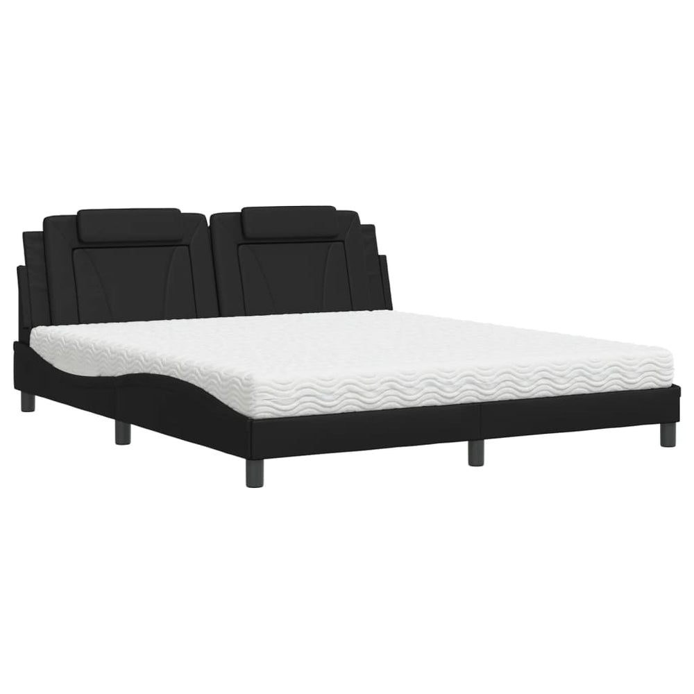 vidaXL "Viana" Bed with Mattress Black 180x200 cm Faux Leather