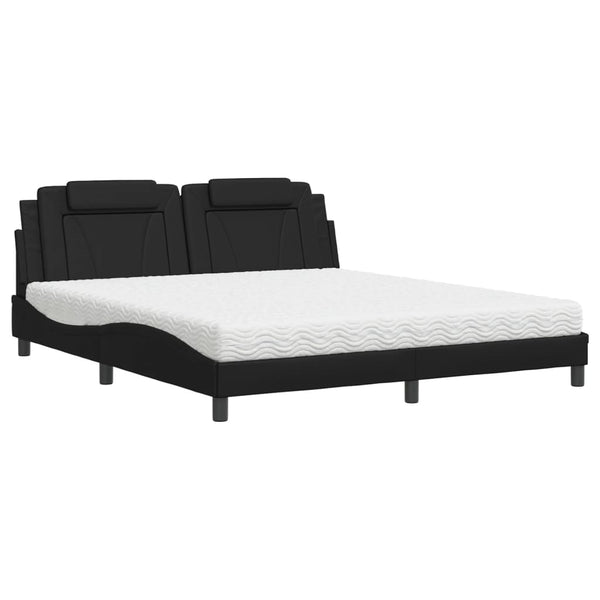 vidaXL "Viana" Bed with Mattress Black 180x200 cm Faux Leather