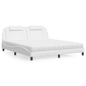 vidaXL "Viana" Bed with Mattress White 180x200 cm Faux Leather