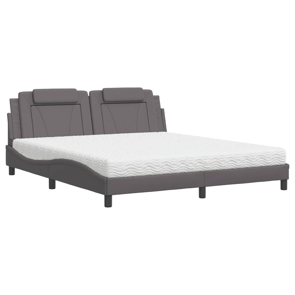 vidaXL "Viana" Bed with Mattress Grey 180x200 cm Faux Leather