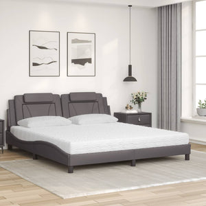 vidaXL "Viana" Bed with Mattress Grey 180x200 cm Faux Leather