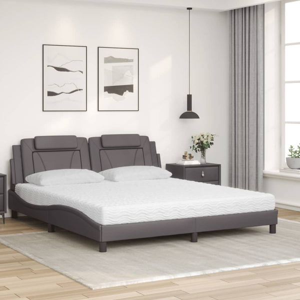 vidaXL "Viana" Bed with Mattress Grey 180x200 cm Faux Leather