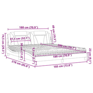 vidaXL "Viana" Bed with Mattress Grey 180x200 cm Faux Leather