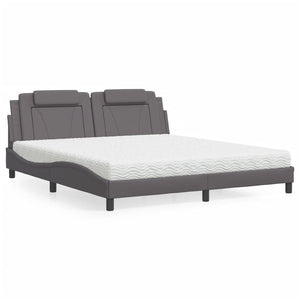 vidaXL "Viana" Bed with Mattress Grey 180x200 cm Faux Leather