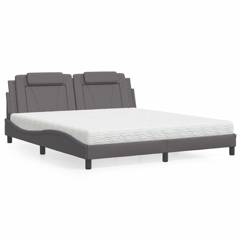 vidaXL "Viana" Bed with Mattress Grey 180x200 cm Faux Leather