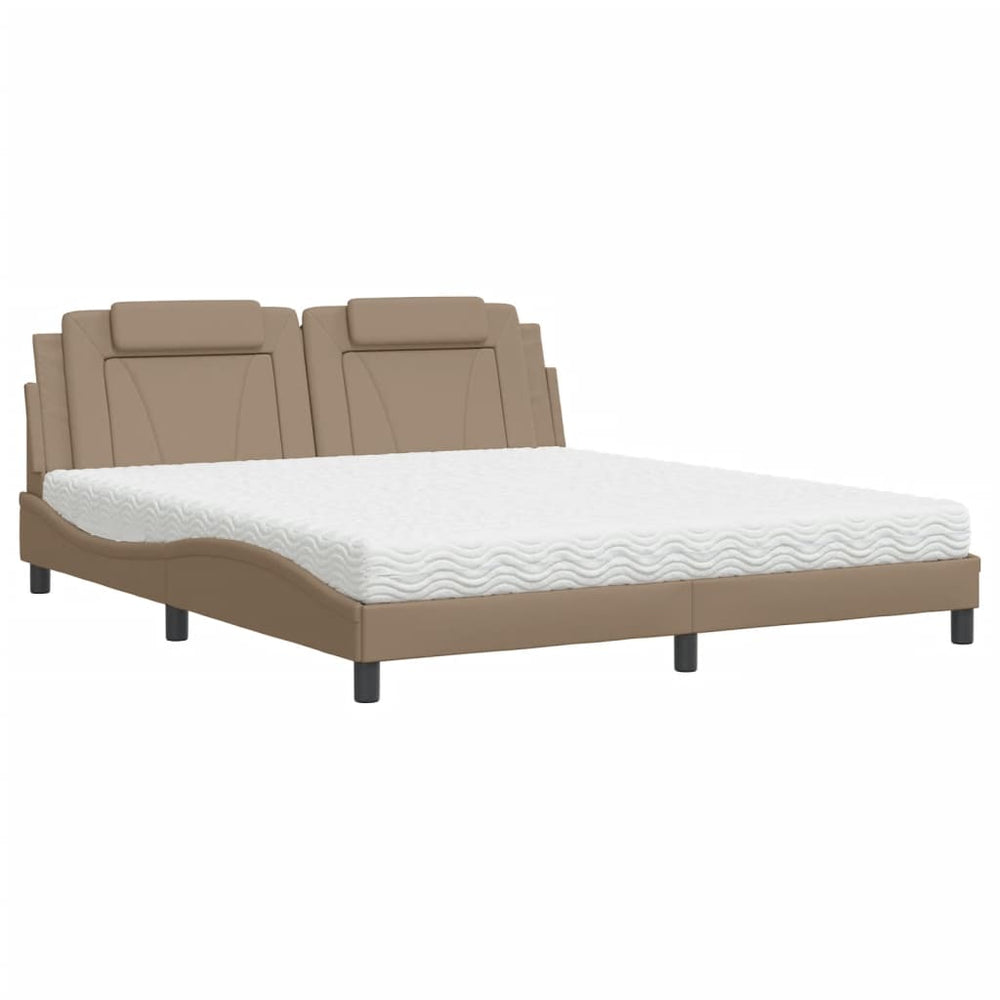 vidaXL Bed "Viana" with Mattress Cappuccino-Brown 180x200 cm Faux Leather