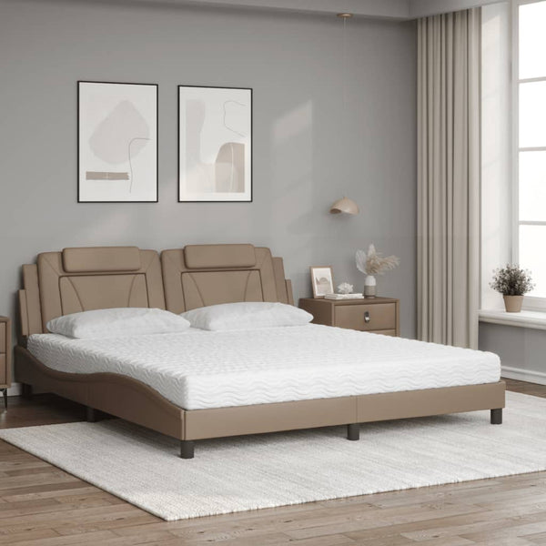 vidaXL Bed "Viana" with Mattress Cappuccino-Brown 180x200 cm Faux Leather