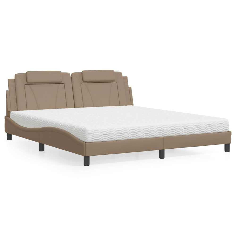 vidaXL Bed "Viana" with Mattress Cappuccino-Brown 180x200 cm Faux Leather