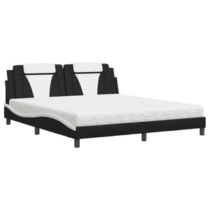 vidaXL Bed "Viana" with Mattress Black and White 180x200 cm Faux Leather