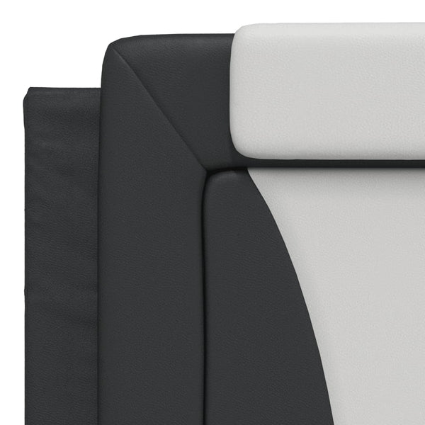 vidaXL Bed "Viana" with Mattress Black and White 180x200 cm Faux Leather