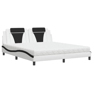 vidaXL Bed "Viana" with Mattress White and Black 180x200 cm Faux Leather