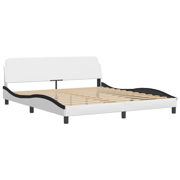 vidaXL Bed "Viana" with Mattress White and Black 180x200 cm Faux Leather