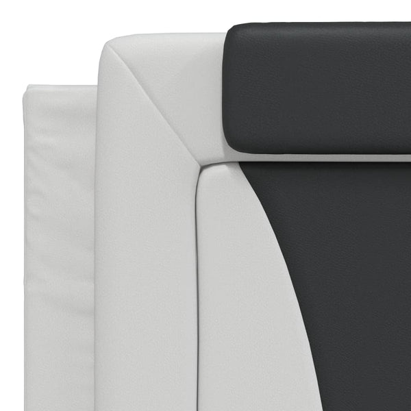 vidaXL Bed "Viana" with Mattress White and Black 180x200 cm Faux Leather