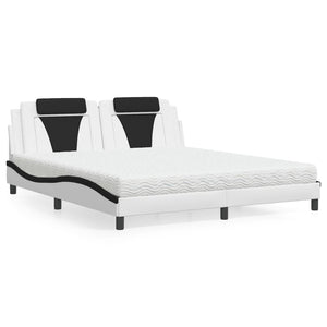 vidaXL Bed "Viana" with Mattress White and Black 180x200 cm Faux Leather