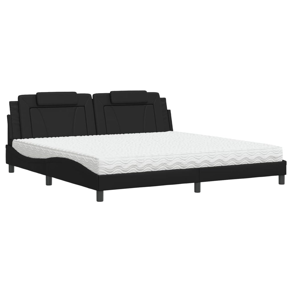 vidaXL "Viana" Bed with Mattress Black 200x200 cm Faux Leather
