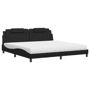 vidaXL "Viana" Bed with Mattress Black 200x200 cm Faux Leather