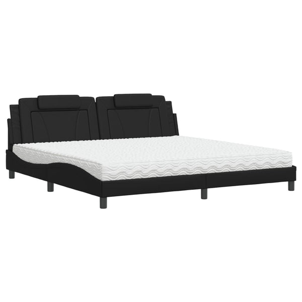 vidaXL "Viana" Bed with Mattress Black 200x200 cm Faux Leather