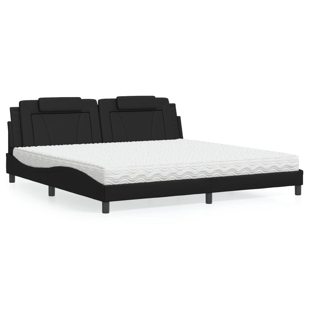 vidaXL "Viana" Bed with Mattress Black 200x200 cm Faux Leather