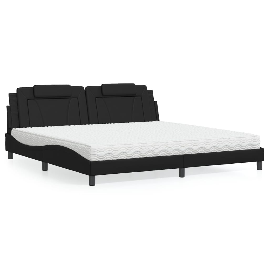 vidaXL "Viana" Bed with Mattress Black 200x200 cm Faux Leather