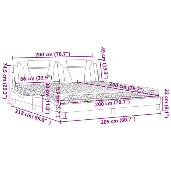 vidaXL Bed "Viana" with Mattress Brown 200x200 cm Faux Leather
