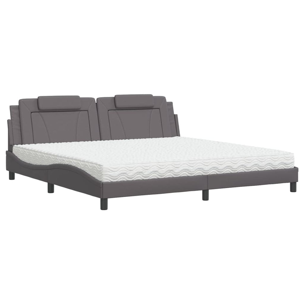 vidaXL "Viana" Bed with Mattress Grey 200x200 cm Artificial Leather