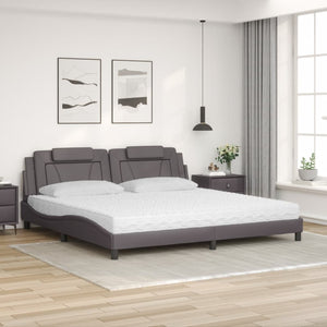 vidaXL "Viana" Bed with Mattress Grey 200x200 cm Artificial Leather